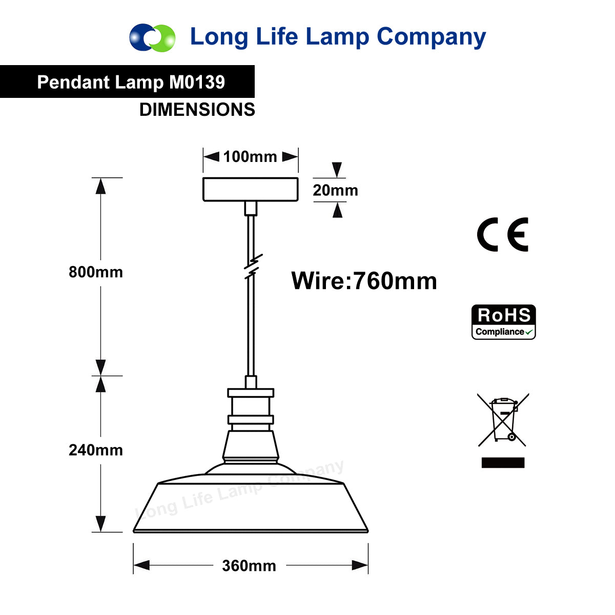Retro Vintage Ceiling Black Pendant Light Metal M0139