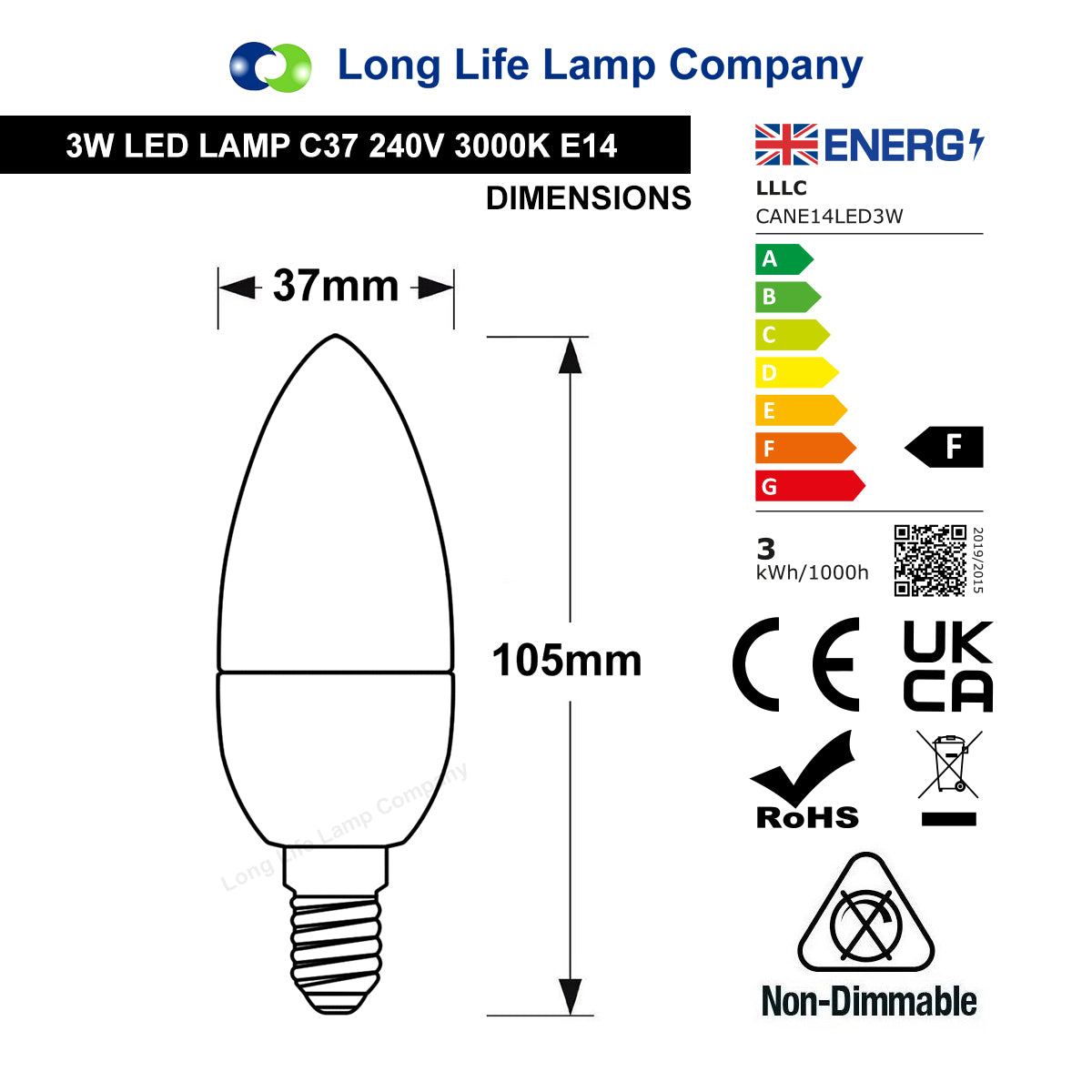 3w Frosted Cover LED Candle Warm White 3000K 2Pack Or 4Pack Or 8Pack Or 10Pack