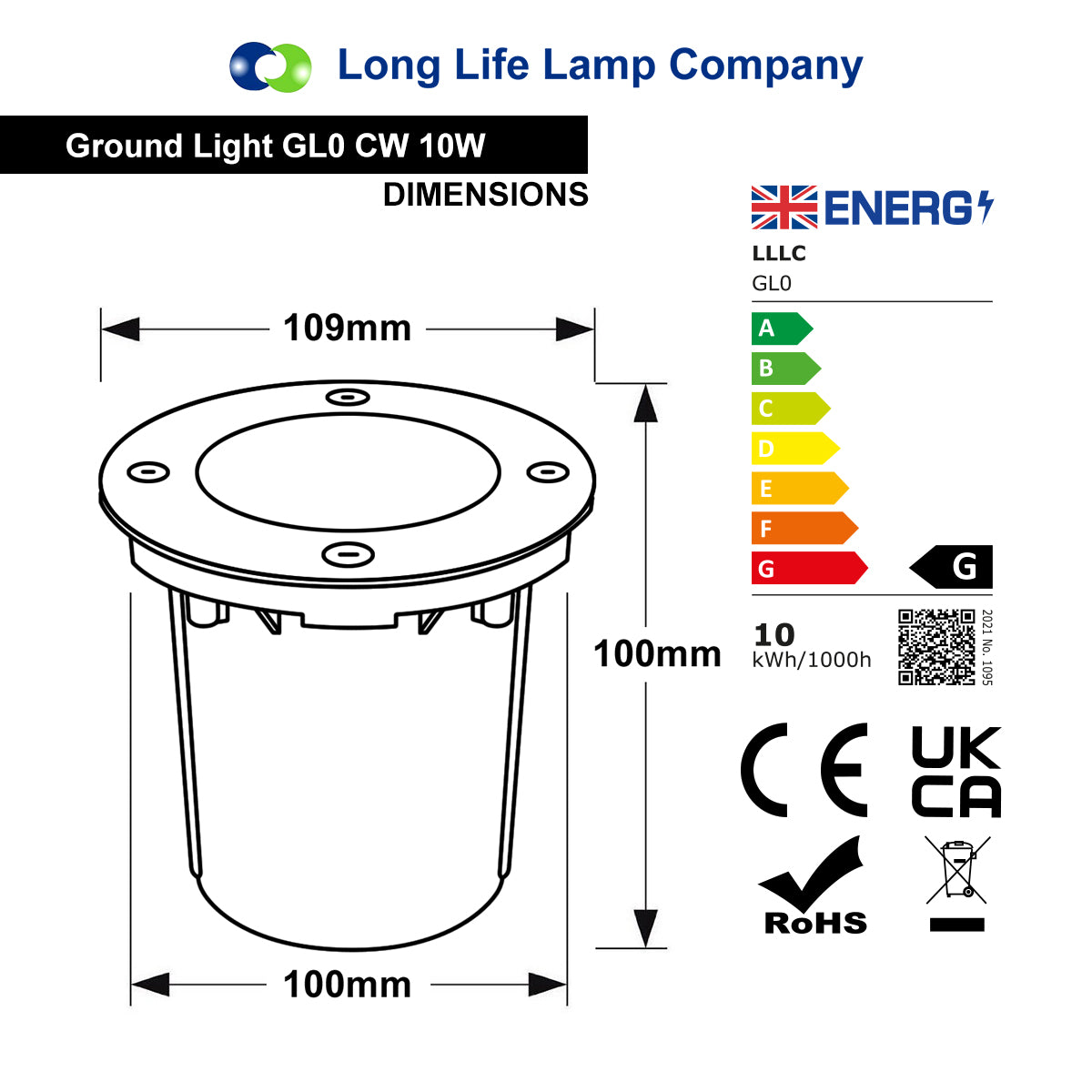 10w Outdoor Ground Walkover Light Round Cool White Brushed Chrome GL01CW