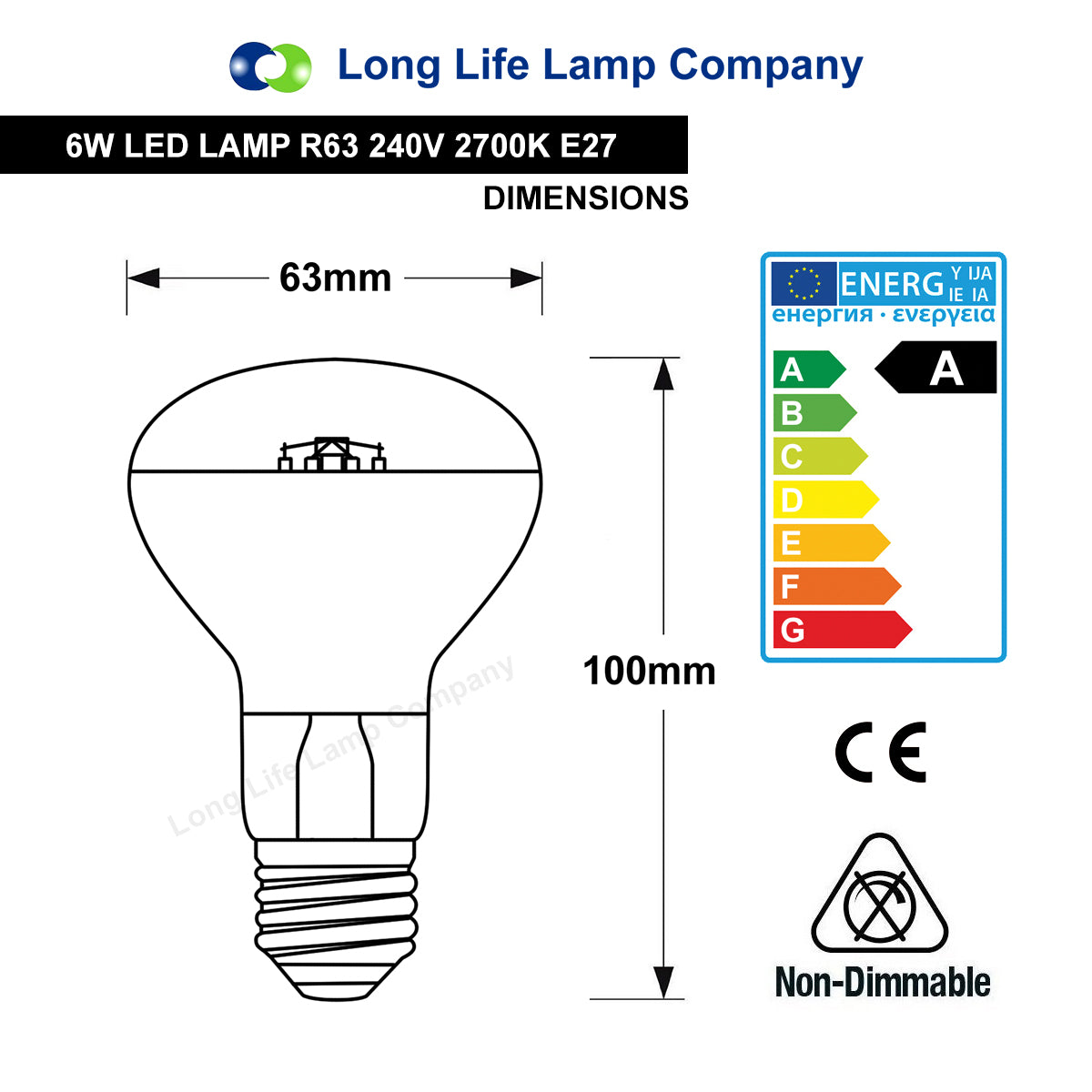 6w R63 LED Reflector Light Bulb E27 Warm White Replacement For Halogen Spots