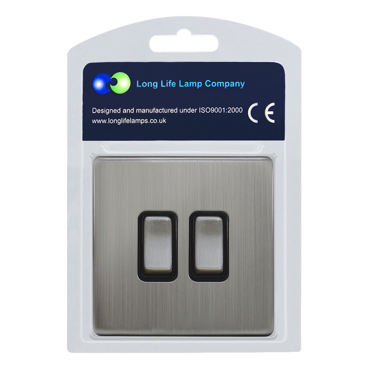 Double Light Switch 2 Gang 2 Way Gloss Brushed Chrome Wall Switch - Energy Light Bulbs - Free delivery on all orders