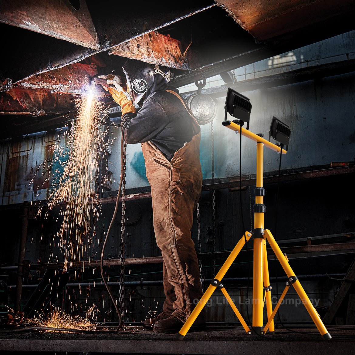 Floodlight Tripod Stand for Job Site Lighting Double Head - Energy Light Bulbs - Free delivery on all orders