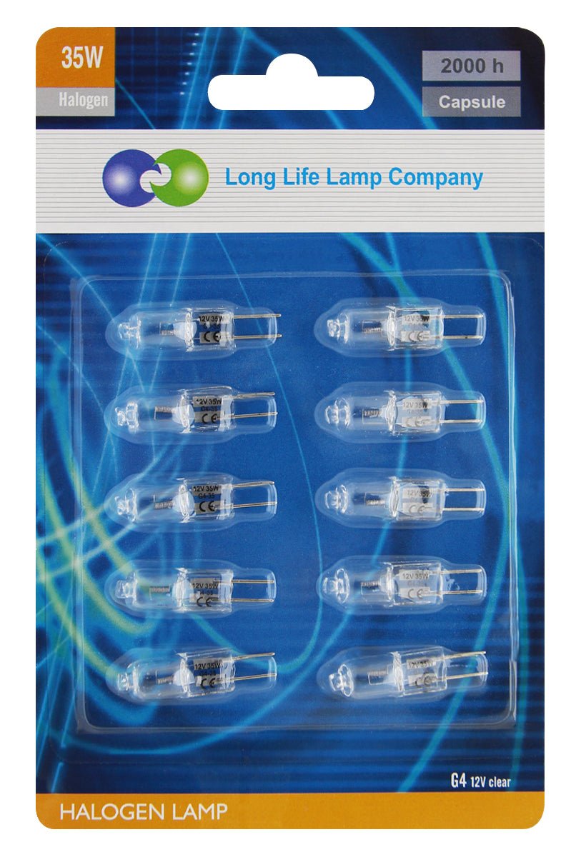 35W G4 12V halogen light bulb with clear strengthened glass and warm 2700K illumination for fittings