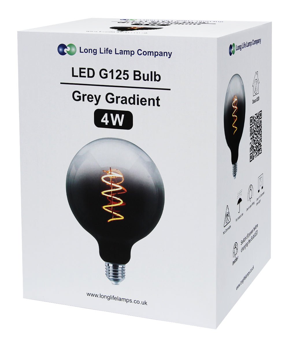 Glass Globe LED Light Bulb Vintage Edison Screw Coil Spiral Filament Grey G125 Gradient E27 - Energy Light Bulbs - Free delivery on all orders