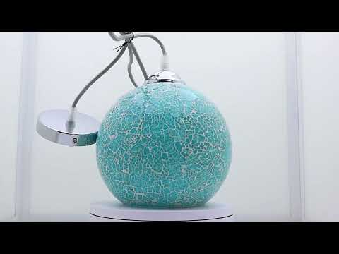Vintage Ceiling Crackle Blue Mosaic Globe Glass Pendant Light