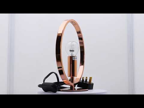 Modern Retro Polished Copper Table Lamp Ring Hoop Desk Lamp and Bedside Light