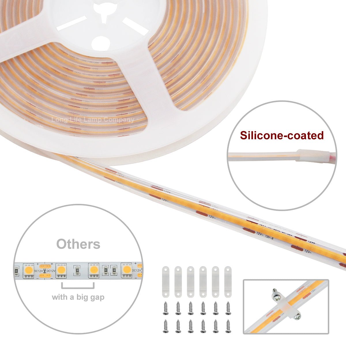 IP65 Water Proof Outdoor & Indoor LED Strip Light Tape Warm White Continuous COB Illumination 5 Metres 12v - Energy Light Bulbs - Free delivery on all orders