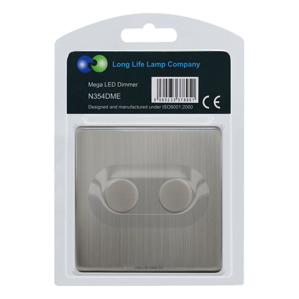 LED Dimmer Switch 2 Gang 800w 300w x 2 Single Pole Gloss Brushed Chrome Screwless - Energy Light Bulbs - Free delivery on all orders