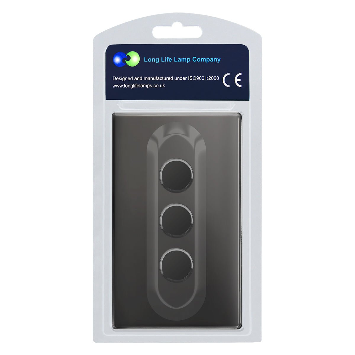 LED Dimmer Switch 3 Gang Black Nickel 300w 100w x 3 Screwless Plate Finish - Energy Light Bulbs - Free delivery on all orders