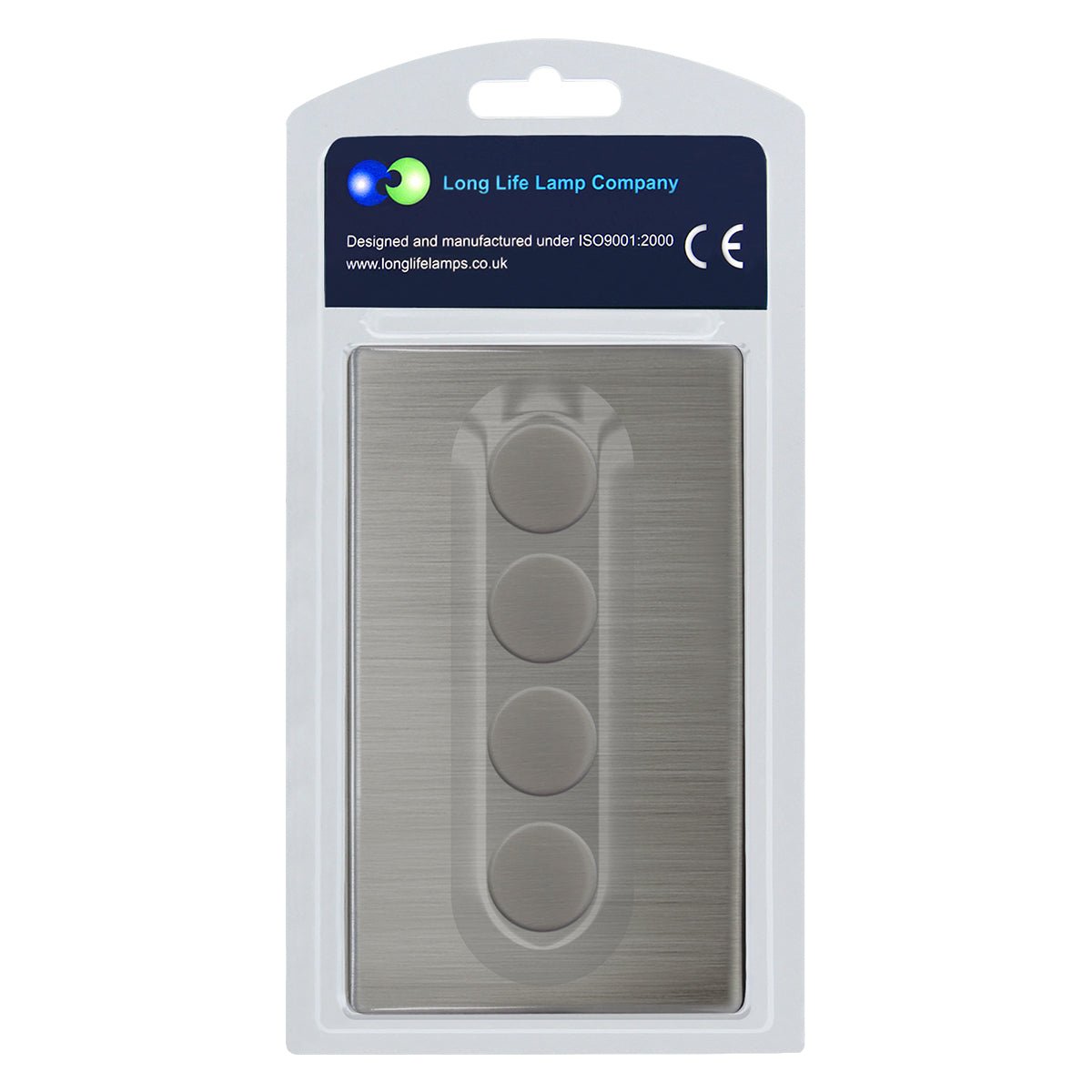 LED Dimmer Switch 4 Gang Gloss Brush Chrome 400w 100w x 4 Screwless Plate Finish - Energy Light Bulbs - Free delivery on all orders