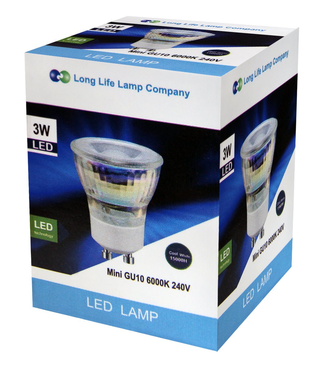 Mini GU10 LED Light Bulb 3W COOL WHITE 6000K Replacement for Small Mini Halogen GU10 35mm Very Bright - Energy Light Bulbs - Free delivery on all orders
