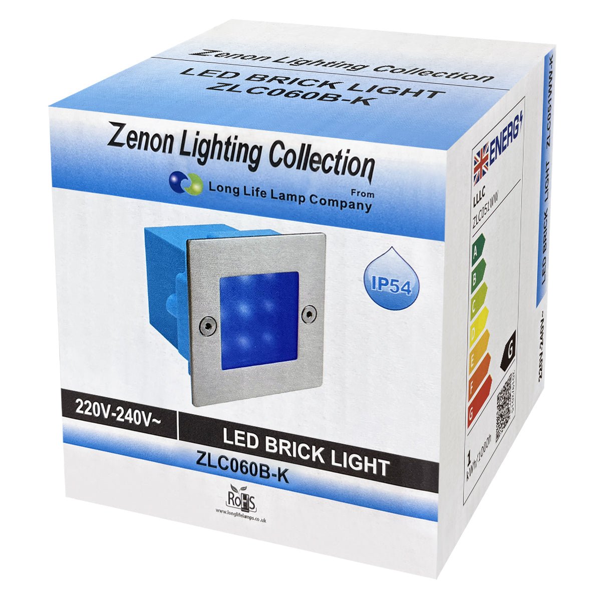 Mini LED Blue Brick Light Outdoor Step Wall Light 70mm Square IP54 - Energy Light Bulbs - Free delivery on all orders