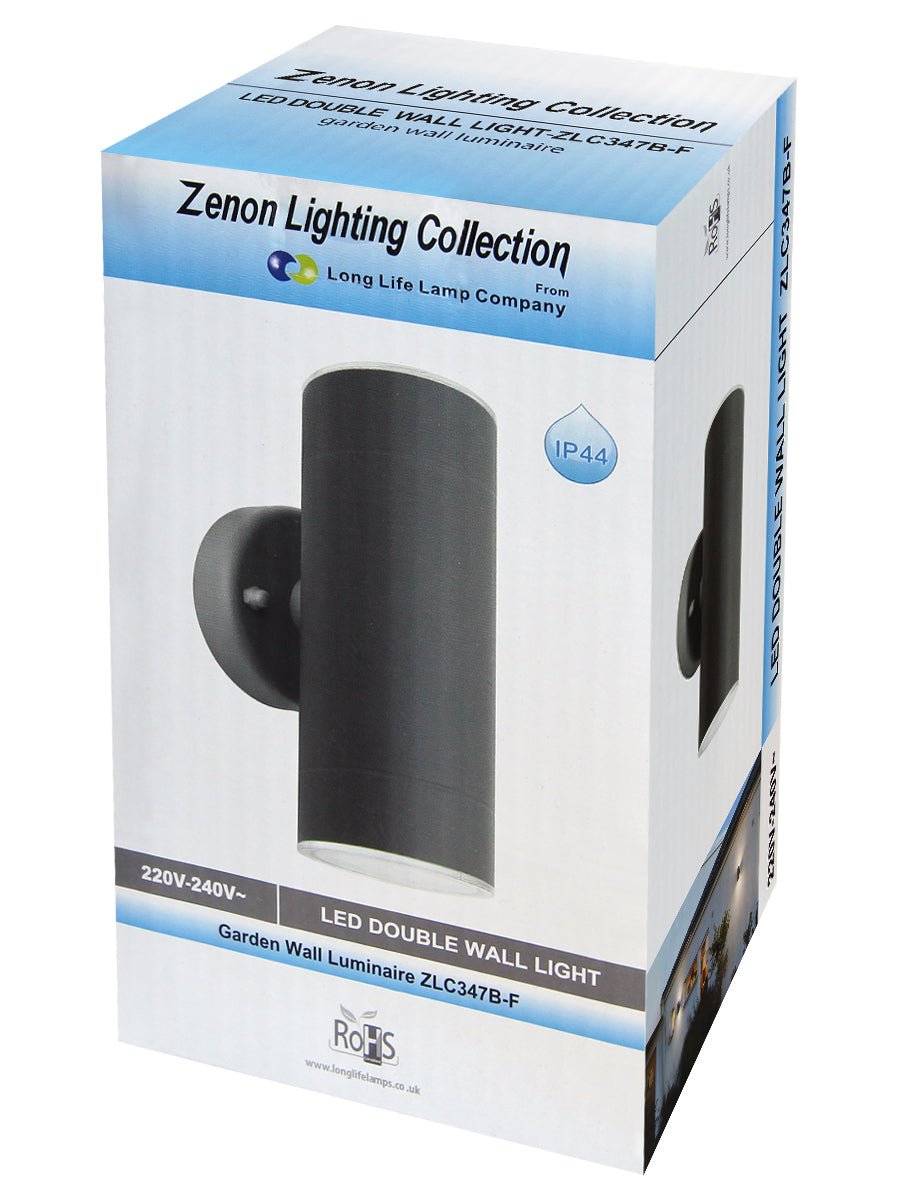 Modern 11W LED Double Outdoor Wall Light Black Warm White - Energy Light Bulbs - Free delivery on all orders