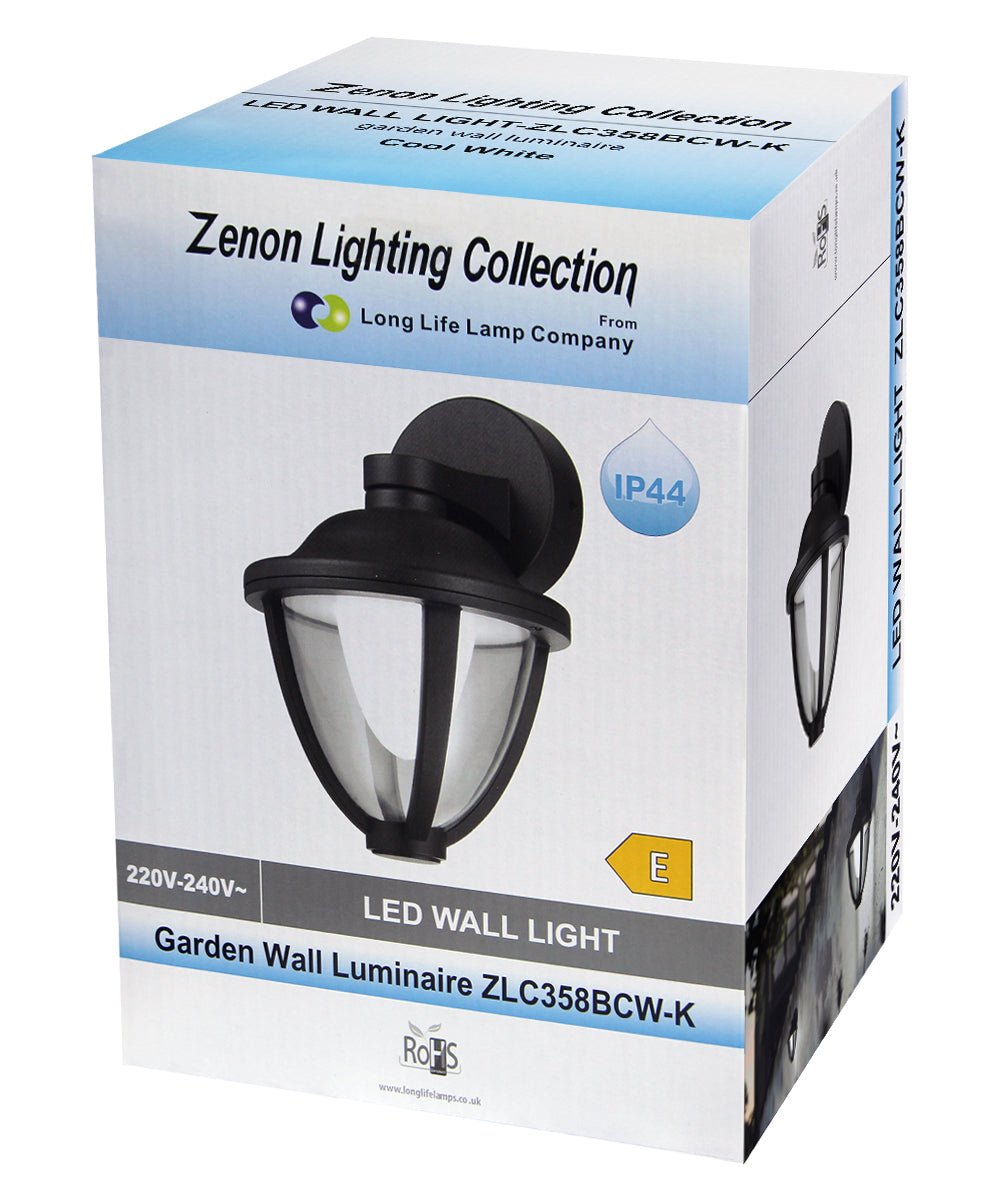Modern 12W Black LED Outdoor Wall Light Cool White Garden Light - Energy Light Bulbs - Free delivery on all orders