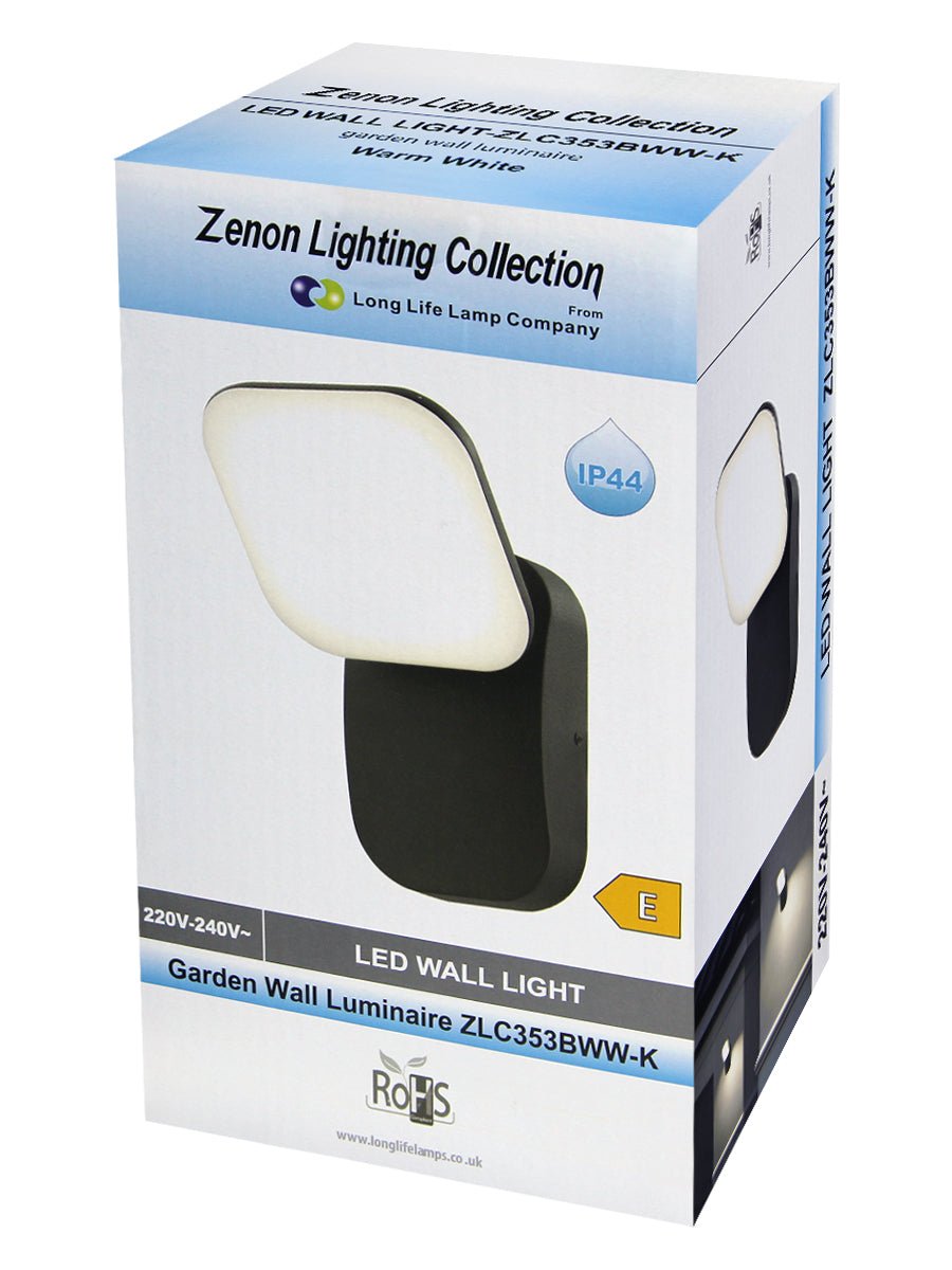 Modern 12W LED Black Outdoor Wall Light Adjustable Warm White - Energy Light Bulbs - Free delivery on all orders
