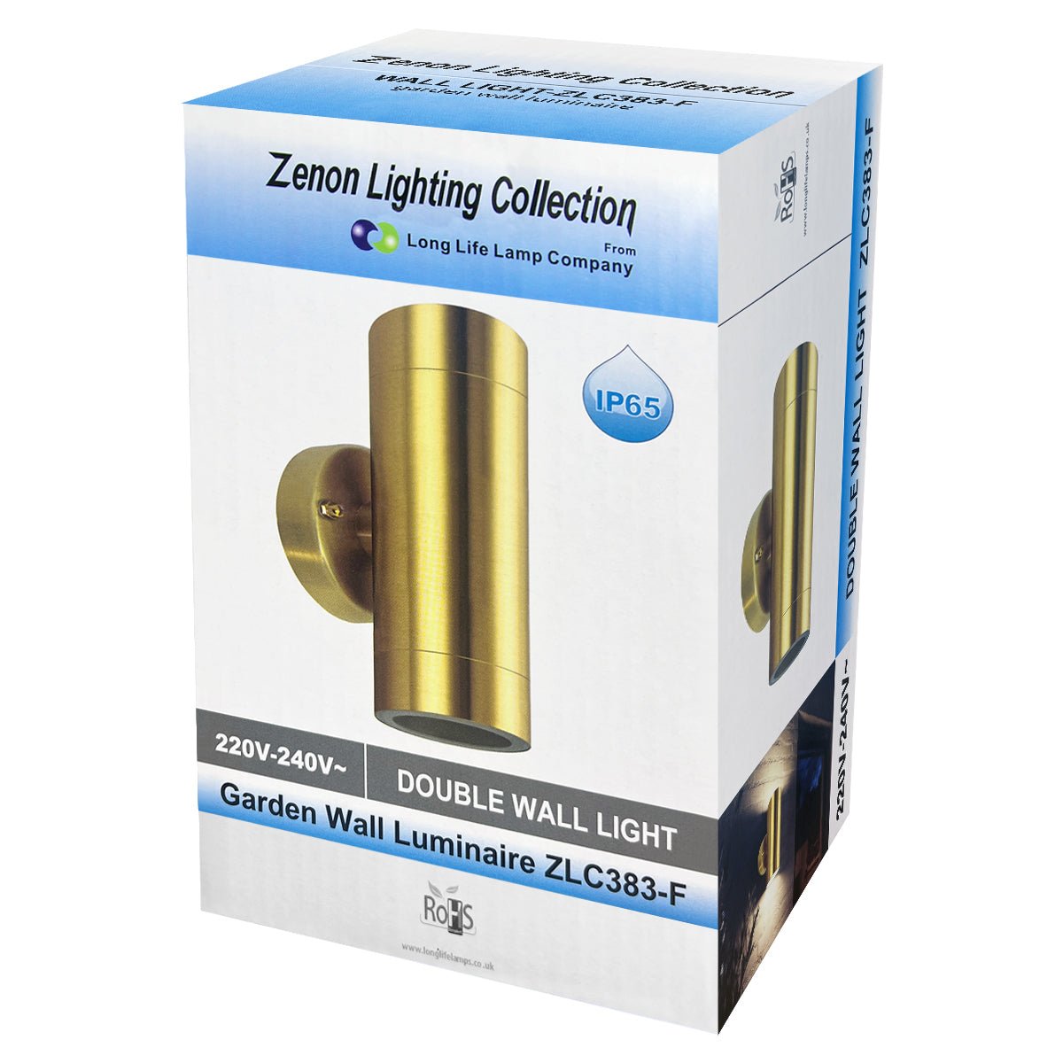 IP65 Double Outdoor Wall Light Brass LED GU10 - Energy Light Bulbs - Free delivery on all orders