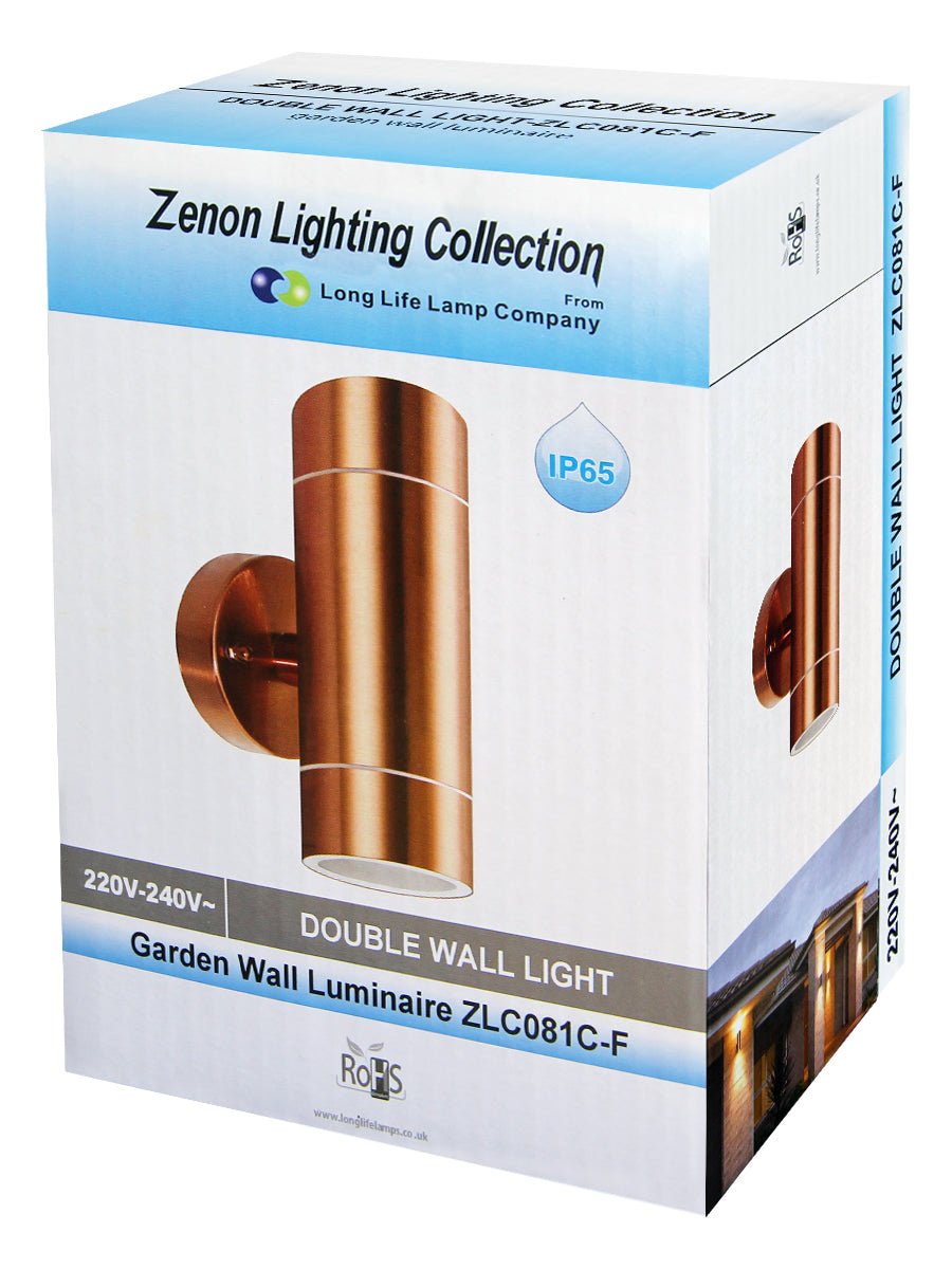 Modern Double Outdoor Wall Light Stainless Steel Copper IP65 - Energy Light Bulbs - Free delivery on all orders