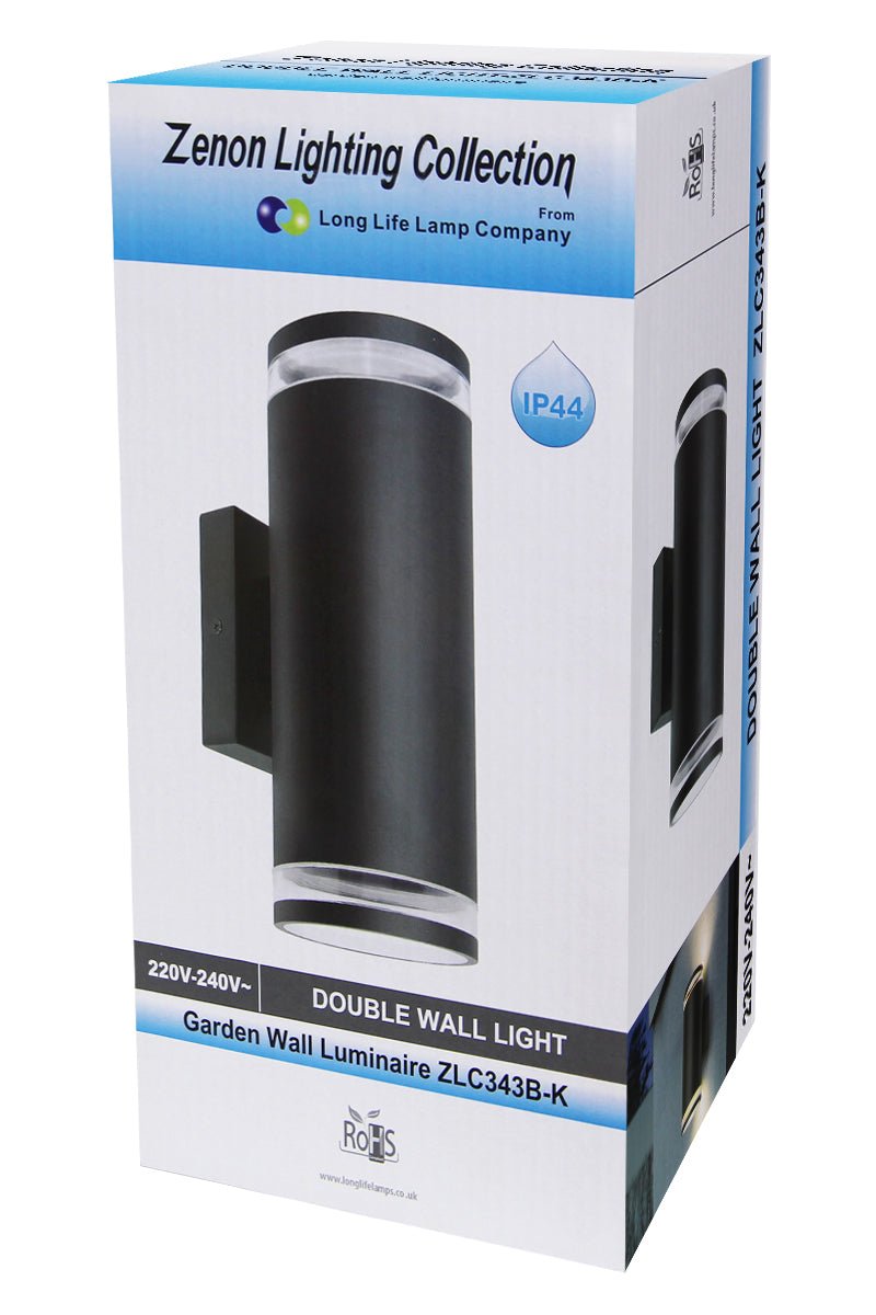 Modern dark grey up down outdoor wall light with GU10 LED bulbs for decorative exterior wall illumination