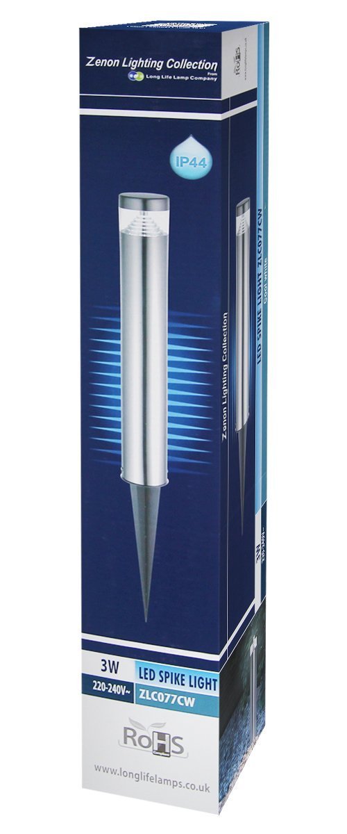 Modern LED Bollard Post Ground Spike Light Cool White Stainless Steel - Energy Light Bulbs - Free delivery on all orders