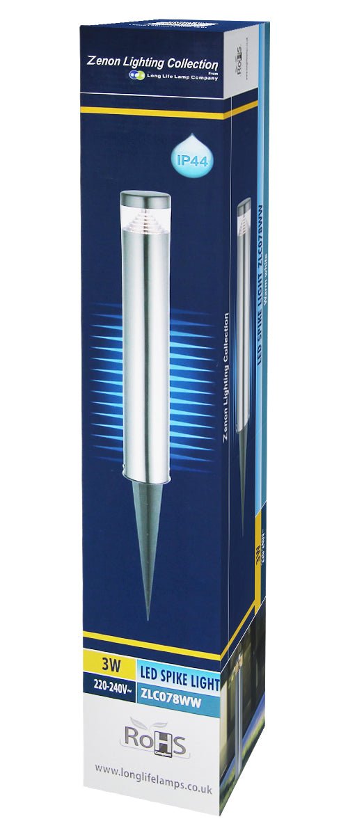 Modern LED Bollard Post Ground Spike Light Warm White Stainless Steel - Energy Light Bulbs - Free delivery on all orders