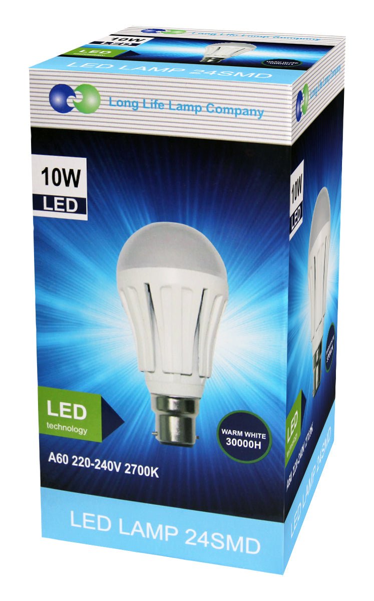 Multipack 10w B22 Bayonet Cap LED Light Bulb GLS A60 800 Lumens Warm White - Energy Light Bulbs - Free delivery on all orders