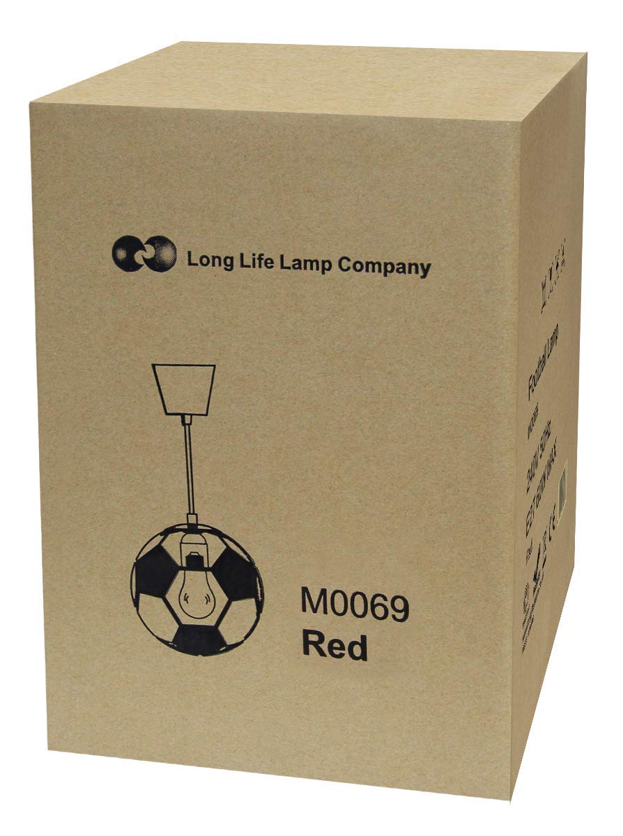 Red white novelty football pendant with E27 fitting for football fan bedrooms, playrooms and games rooms