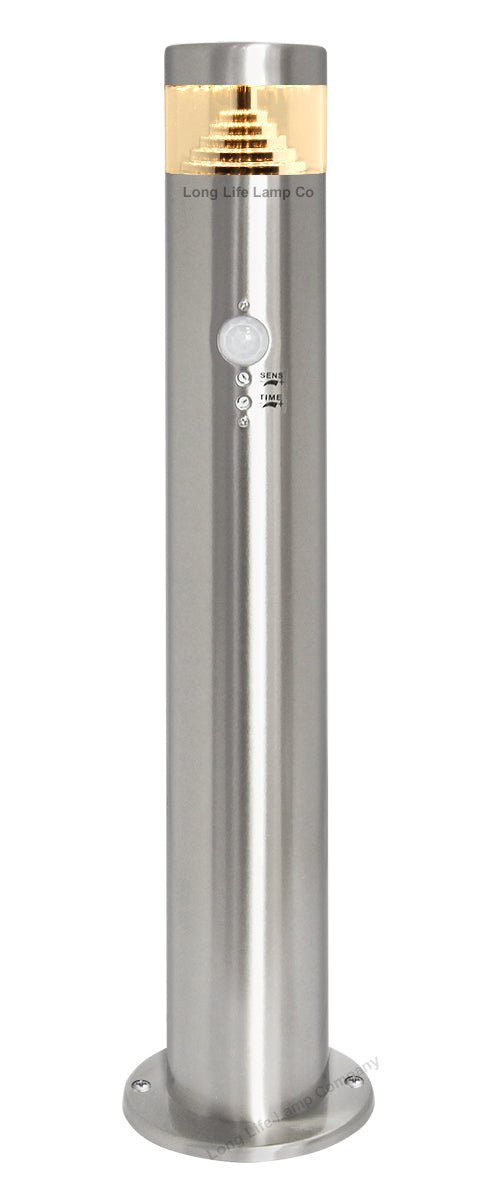 PIR LED Bollard Garden Lamp Post Stainless Steel Outdoor PIR Ground Light - Energy Light Bulbs - Free delivery on all orders