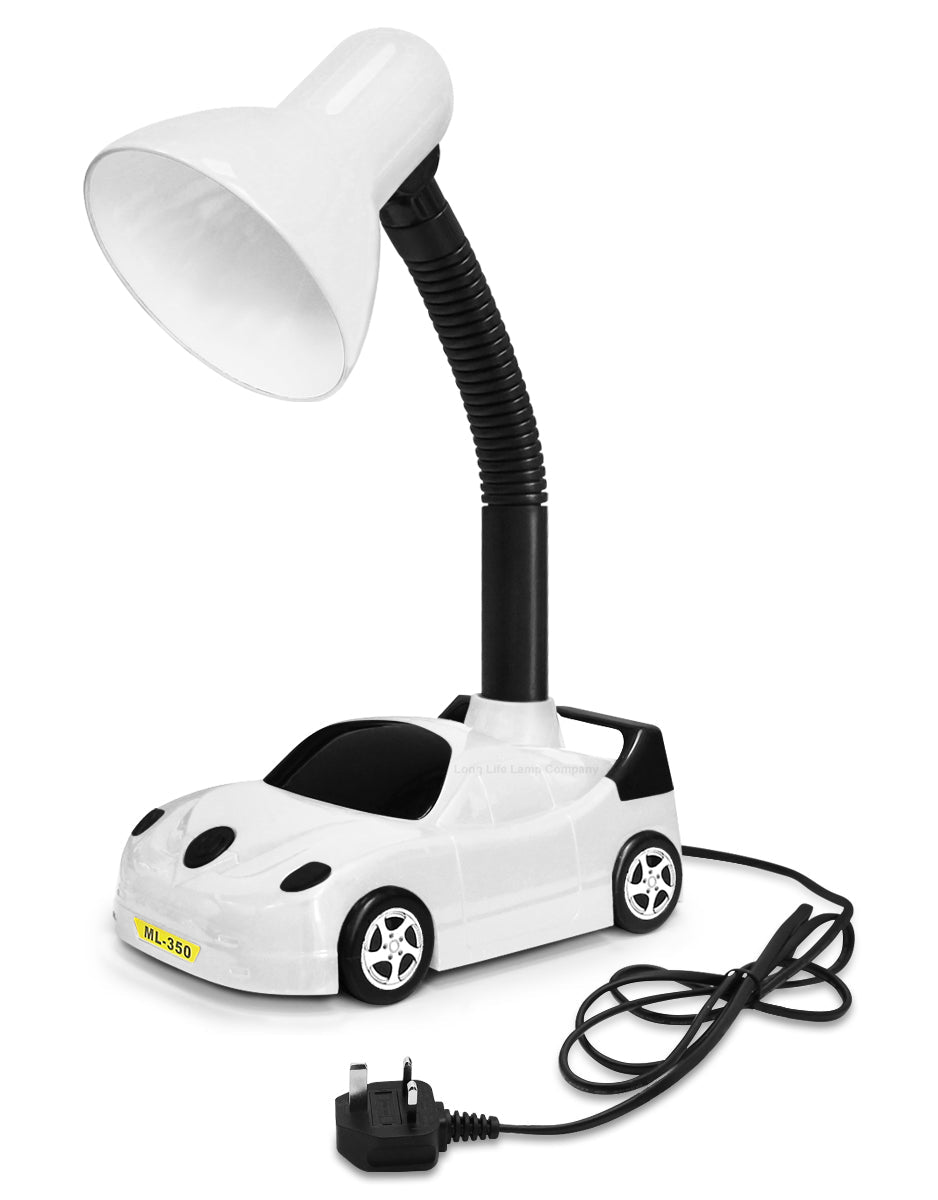 Racing Car Desk Lamp Flexible White and Black - Energy Light Bulbs - Free delivery on all orders