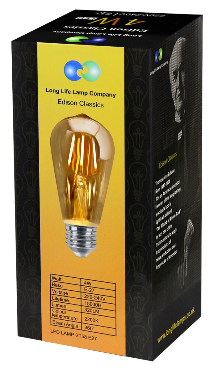 Stylish 4W Vintage LED Filament Bulb with Smoked Gold Glass and E27 Edison Screw for Ambient Lighting