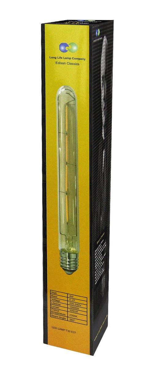 Smoked gold T30 LED test tube bulb with E27 Edison Screw for decorative pendant light installations