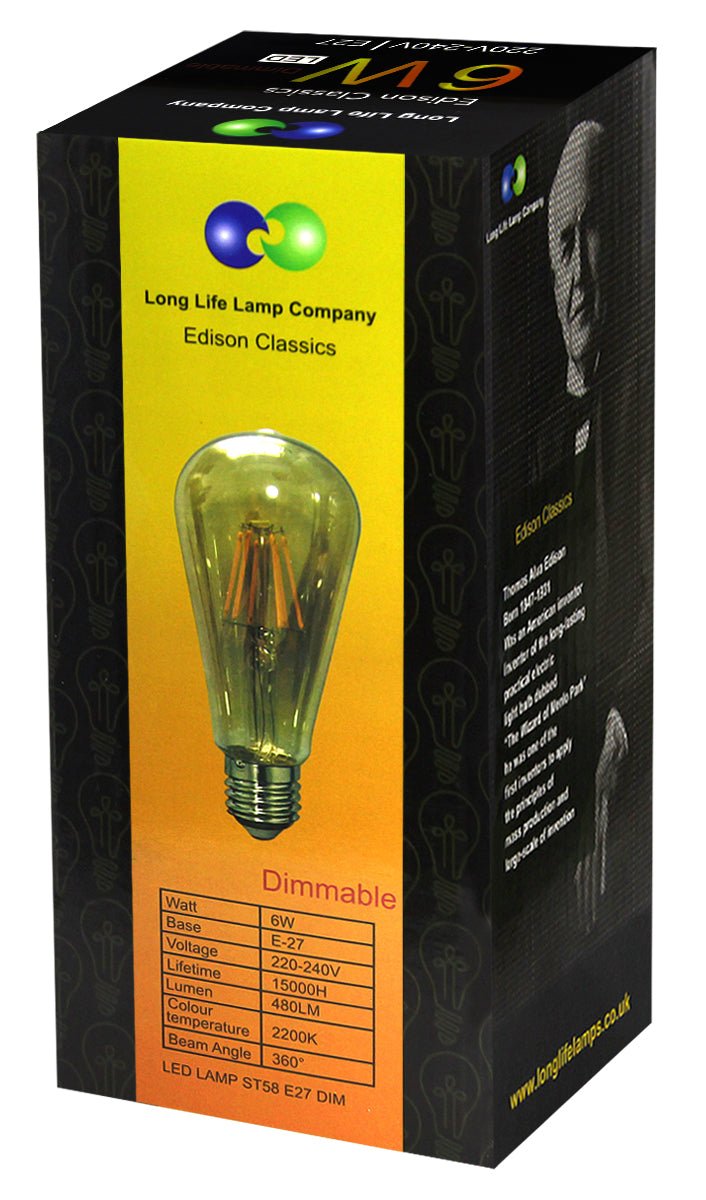 Smoked gold ST58 LED squirrel cage bulb with E27 Edison Screw for decorative pendant lighting installations