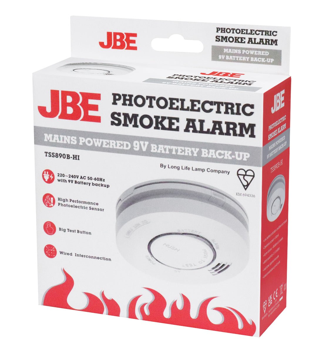 Sensor Smoke Alarm 240v Mains Operated with Battery Back Up Photoelectric Detector - Energy Light Bulbs - Free delivery on all orders