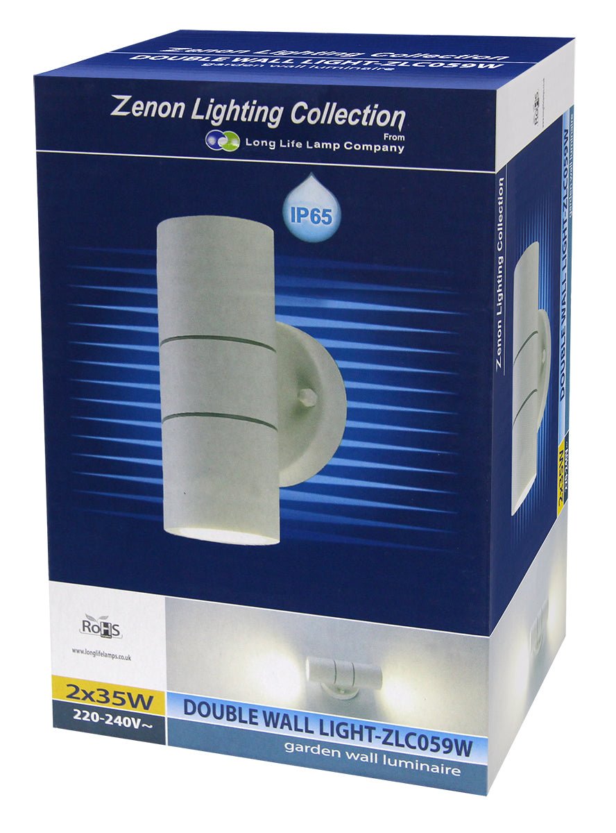 Stainless Steel MATT WHITE Up Down IP65 Outdoor Garden Light - Energy Light Bulbs - Free delivery on all orders