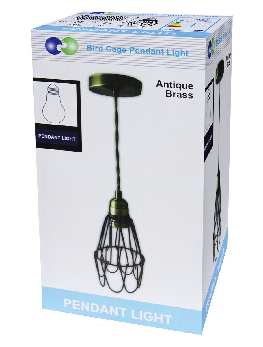 Vintage Bird Cage Pendant Antique Brass Opening and Closing Industrial Hanging Light With 40w E27 - Energy Light Bulbs - Free delivery on all orders