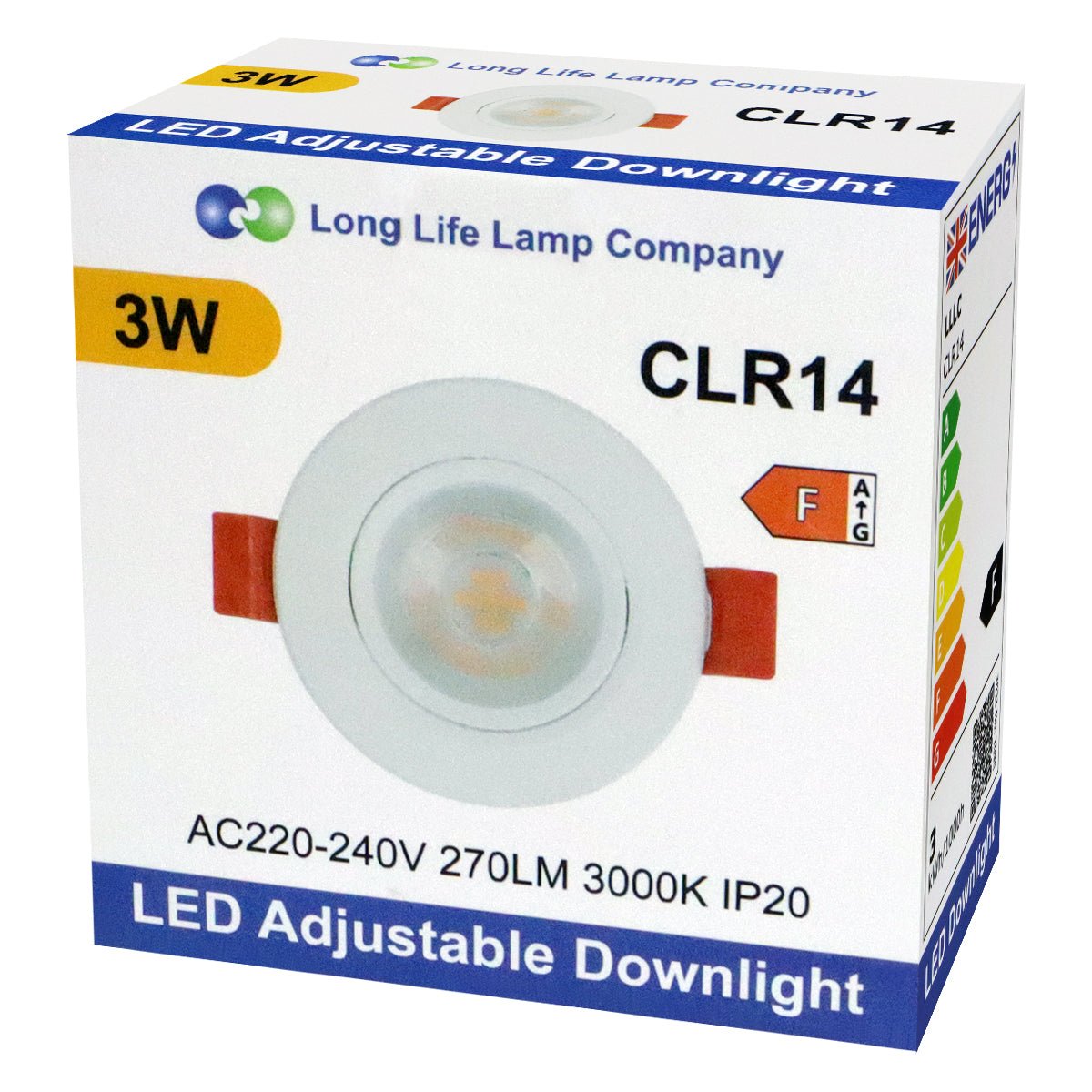 Warm White 3w LED Recessed Ceiling Downlight Adjustable - Energy Light Bulbs - Free delivery on all orders