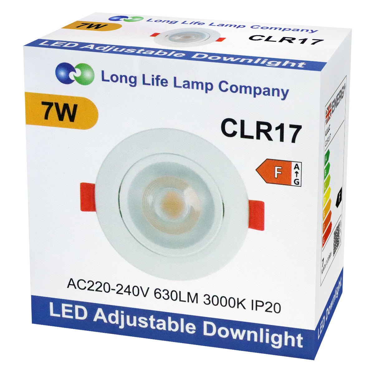 Warm White 7w LED Recessed Ceiling Downlight Adjustable - Energy Light Bulbs - Free delivery on all orders