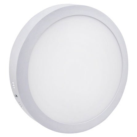 Round surface LED panels collection featuring ceiling mount lighting for homes, offices and commercial interiors.
