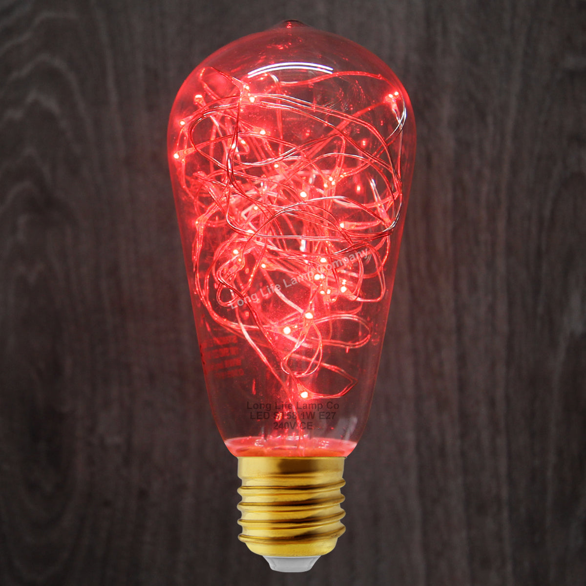 1w E27 ST58 LED Red Fairy String Filament Light Bulb - Free delivery on all orders