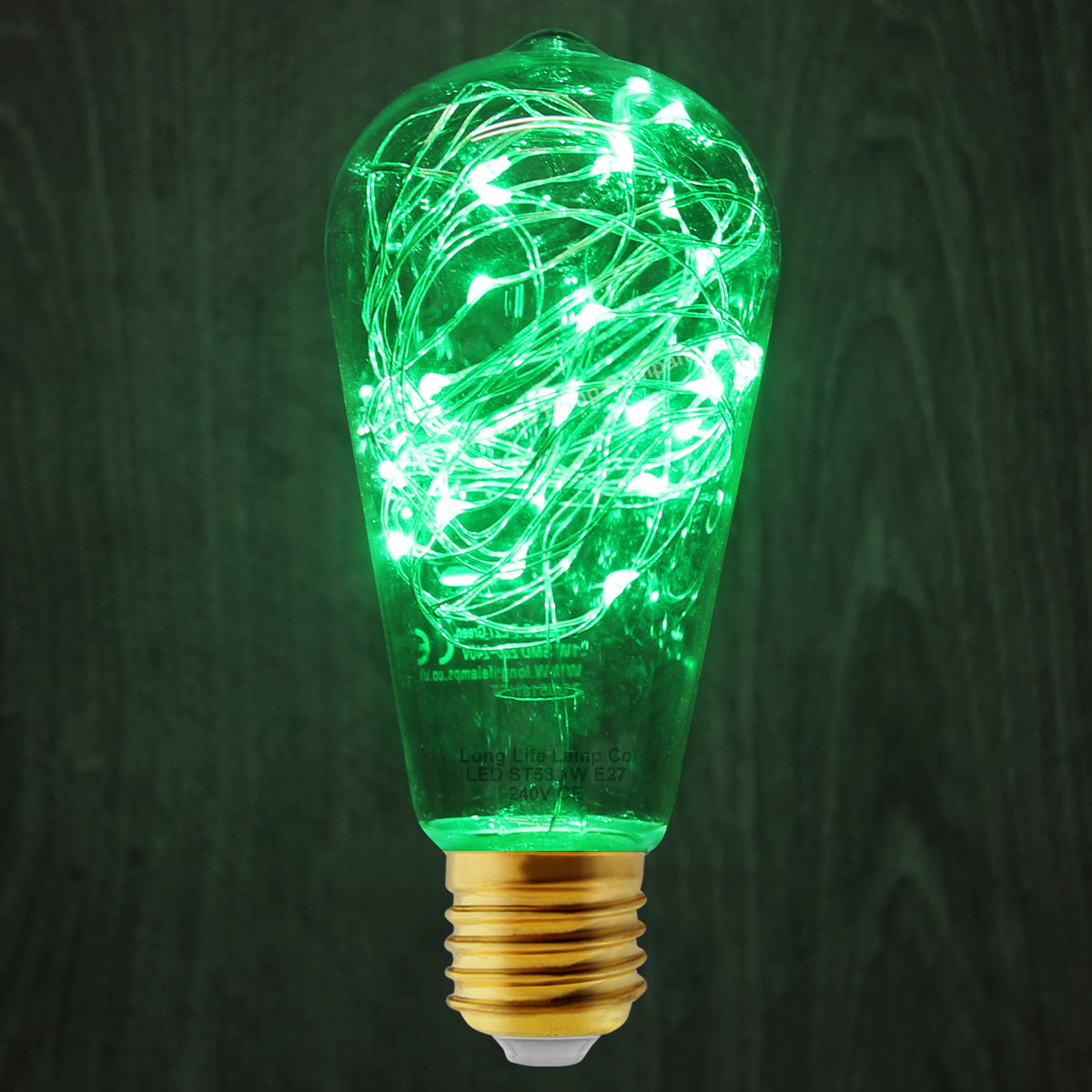 1w E27 ST58 LED Green Fairy String Filament Light Bulb - Free delivery on all orders