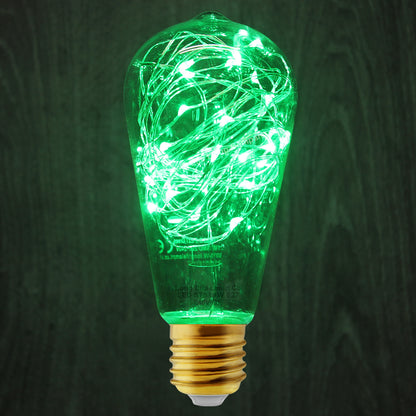 1w E27 ST58 LED Green Fairy String Filament Light Bulb - Free delivery on all orders