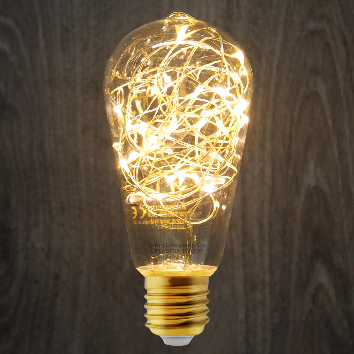 1w E27 ST58 LED Warm White Fairy String Filament Light Bulb - Free delivery on all orders