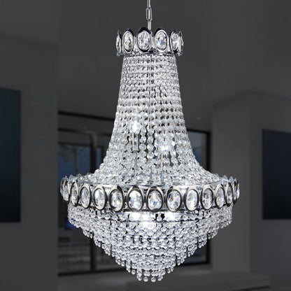 Large Ceiling Crystal Pendant Chandelier Suspended Chrome Frame Cascading Droplets H3033