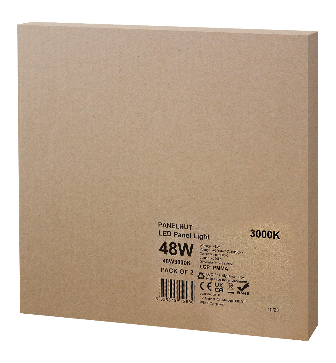 48w LED Ceiling Panel 600x600 Warm White Flat Tile 3000k - Free delivery on all orders