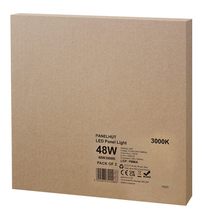 48w LED Ceiling Panel 600x600 Warm White Flat Tile 3000k - Free delivery on all orders