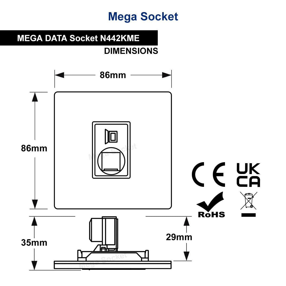 1 Gang Ethernet Port Data Socket CAT 5 Wall Plate Brush Antique Brass - Energy Light Bulbs - Free delivery on all orders