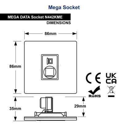 1 Gang Ethernet Port Data Socket CAT 5 Wall Plate Brush Antique Brass - Energy Light Bulbs - Free delivery on all orders
