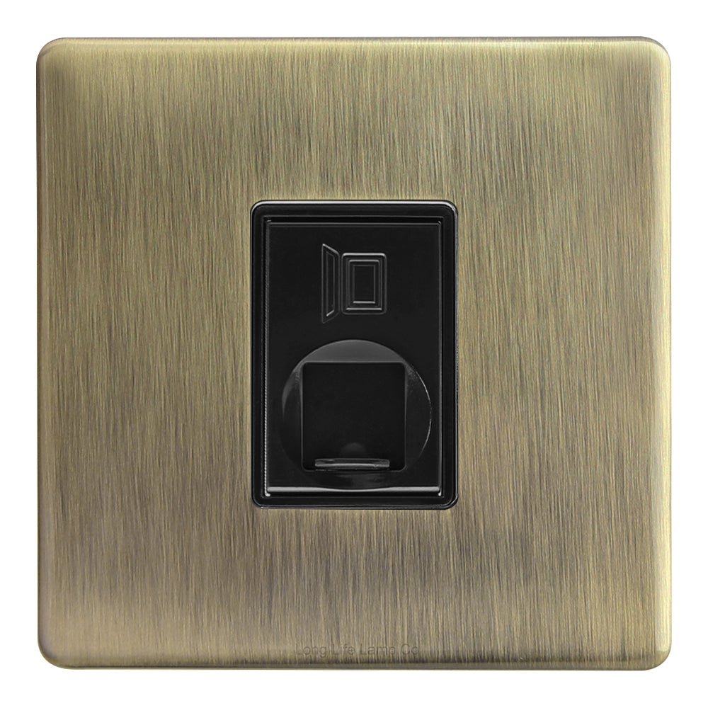 1 Gang Ethernet Port Data Socket CAT 5 Wall Plate Brush Antique Brass - Energy Light Bulbs - Free delivery on all orders