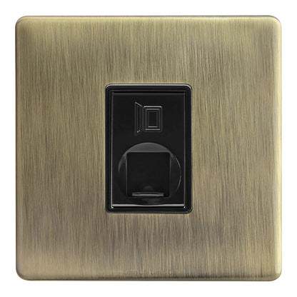 1 Gang Ethernet Port Data Socket CAT 5 Wall Plate Brush Antique Brass - Energy Light Bulbs - Free delivery on all orders