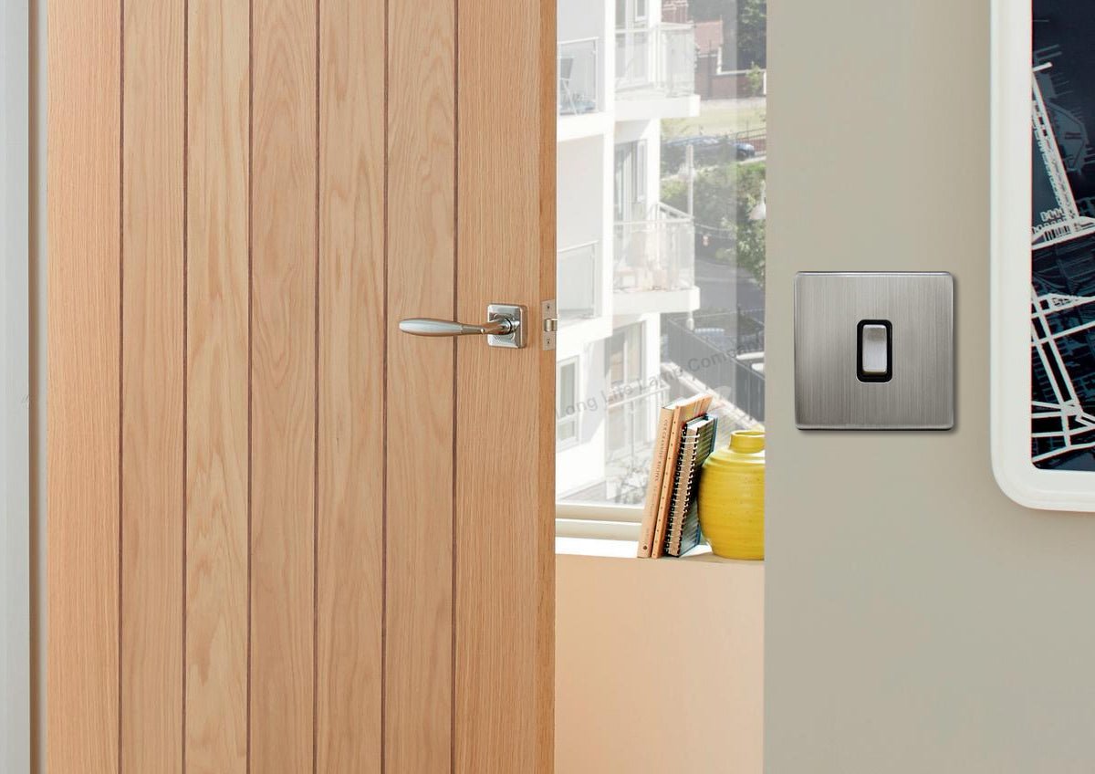 1 Gang Intermediate Single Light Switch Gloss Brush Chrome Screwless Plate - Energy Light Bulbs - Free delivery on all orders
