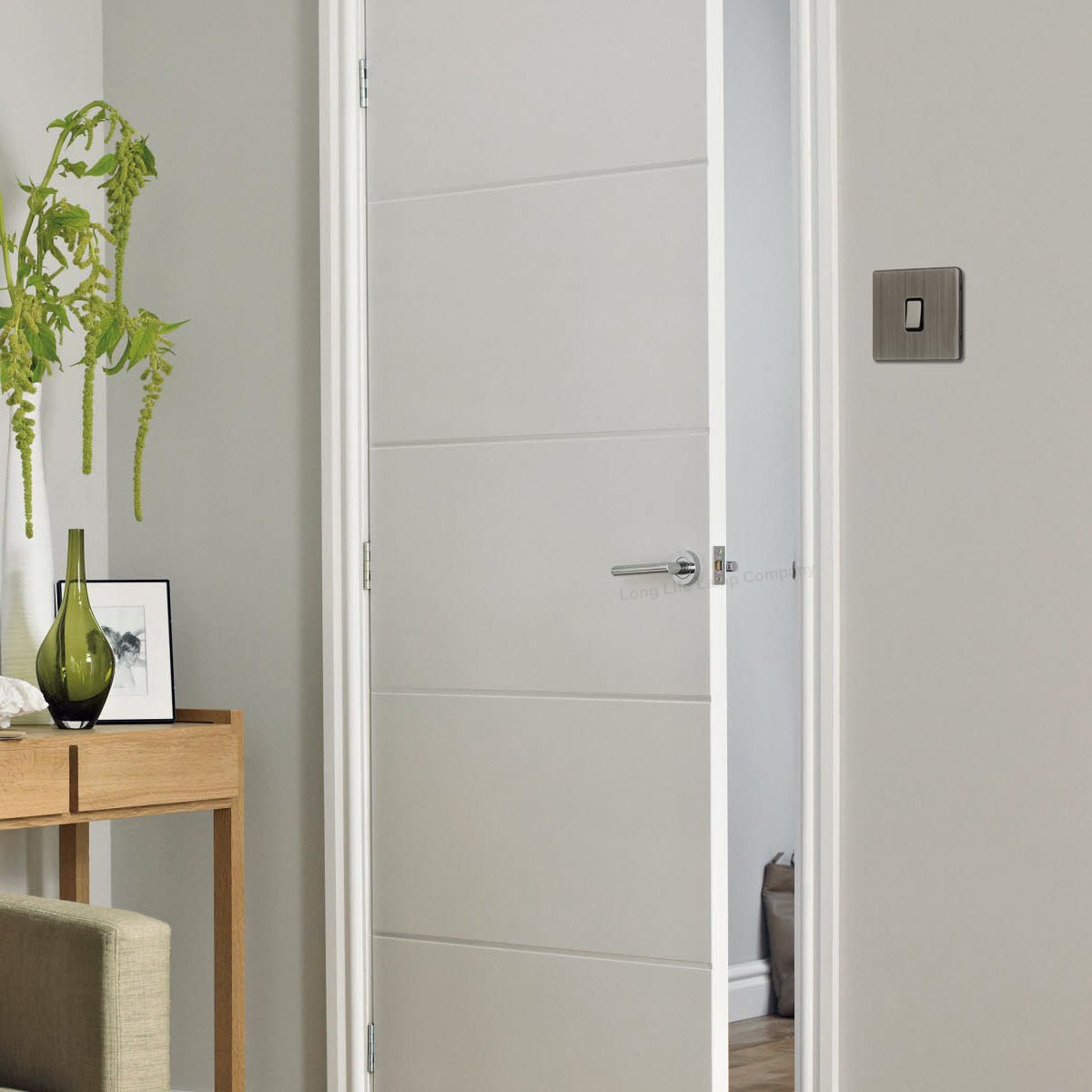 1 Gang Intermediate Single Light Switch Gloss Brush Chrome Screwless Plate - Energy Light Bulbs - Free delivery on all orders